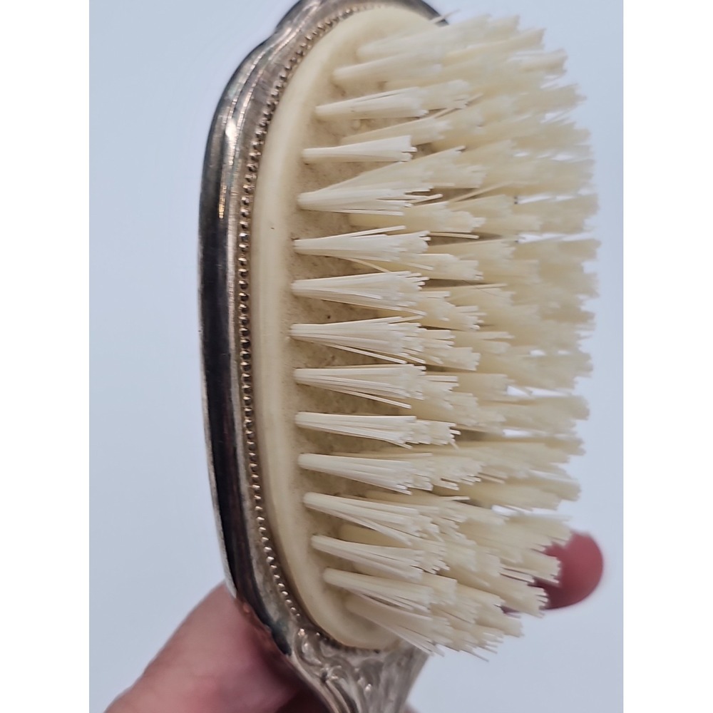 Vintage Godinger Ornate Silver Tone Vanity Hair Brush Floral Scroll - Picture 7 of 9